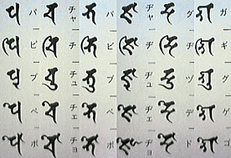 梵字五十音図（が〜ぼ）